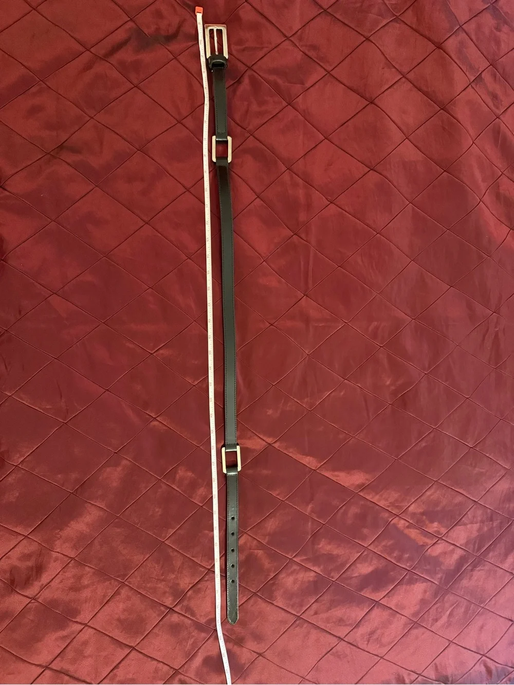 EUC Eddie Bauer Skinny Black 100% Leather Belt with Silver Hardware - Size L
